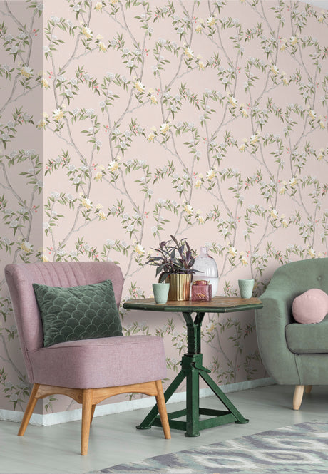 Galerie Spring Blossom Chinoiserie Pink Wallpaper 1900-4