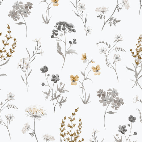 Galerie Spring Blossom BOTANICAL Silver Grey Wallpaper 1901-
