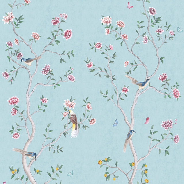 Galerie Spring Blossom Chinoiserie Blue Mural 1911-1