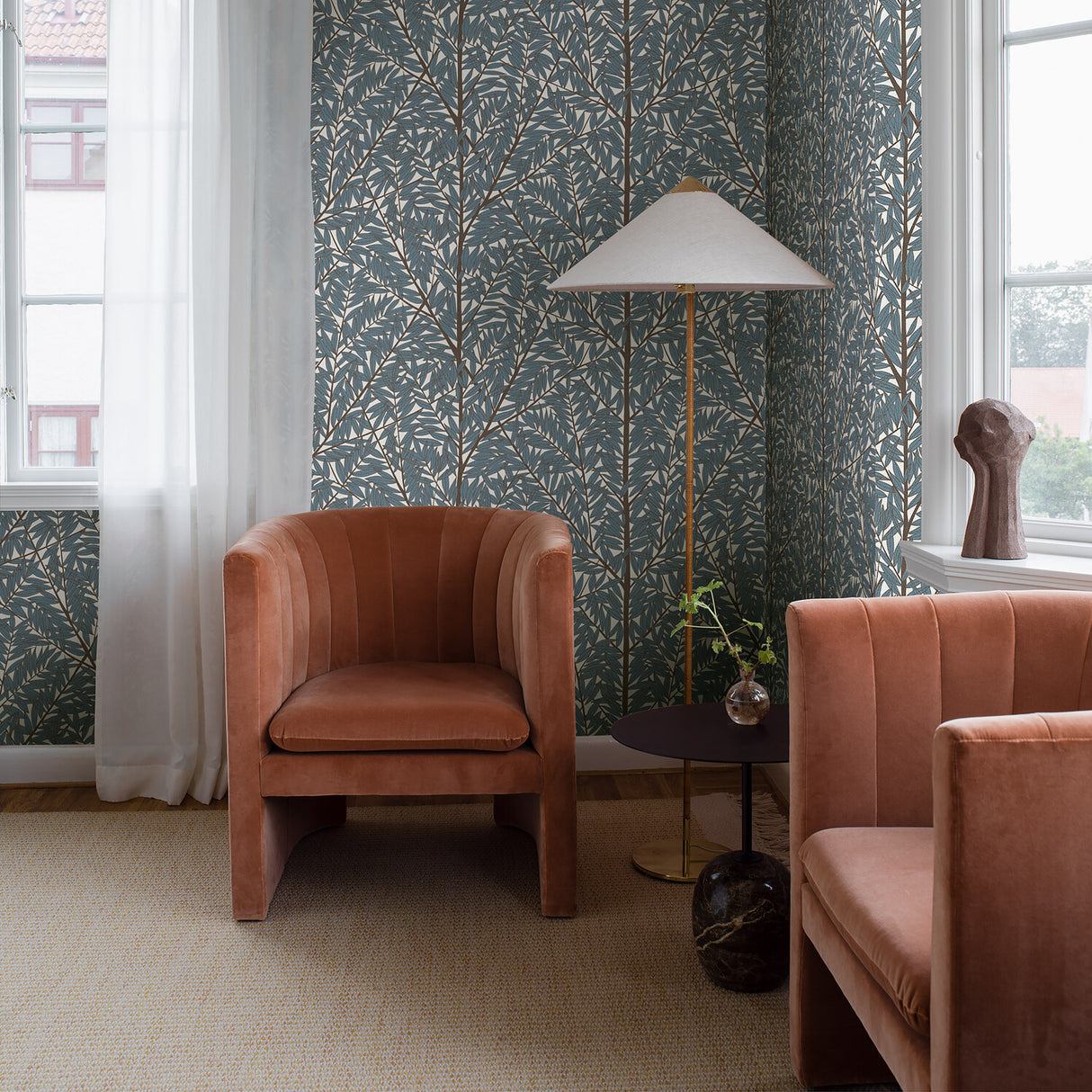 Schumacher Korgpil Mural Blue Wallpaper - Eade's Wallpaper