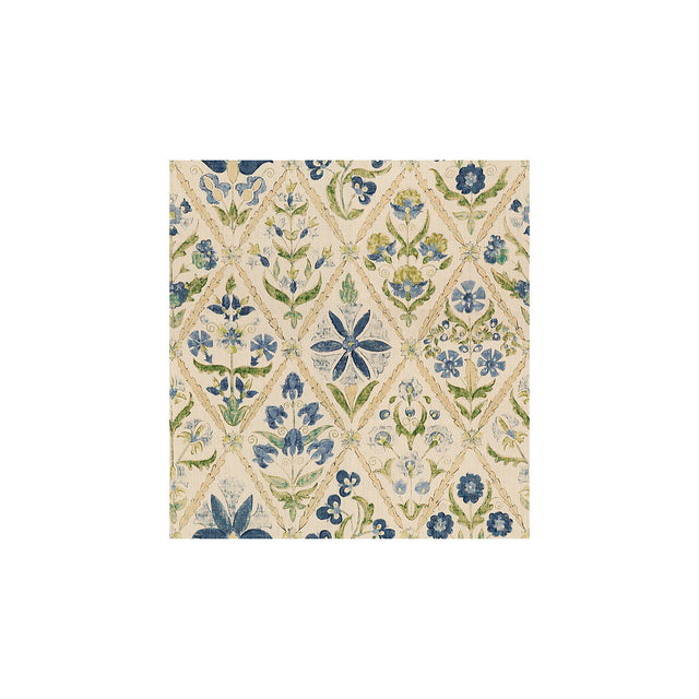 LEE JOFA 2010120.53.0 SUSANI TRELLIS BLUE/GREEN Fabric - Eade's Wallpaper