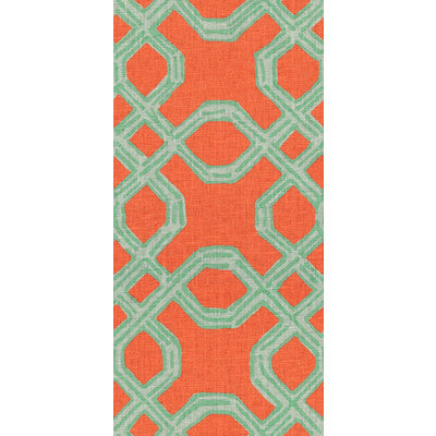 LEE JOFA 2011101.125.0 WELL CONNECTED AQUA/ORANGE Fabric - Eade's Wallpaper
