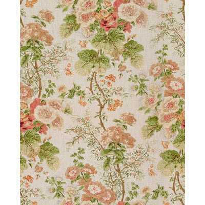 LEE JOFA 2011118.73.0 HOLLYHOCK HDB CORAL/APPLE Fabric - Eade's Wallpaper