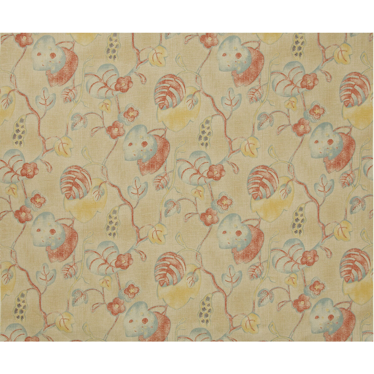 LEE JOFA 2012157.519.0 ANTIBES PRINT BLUE/RED Fabric - Eade's Wallpaper