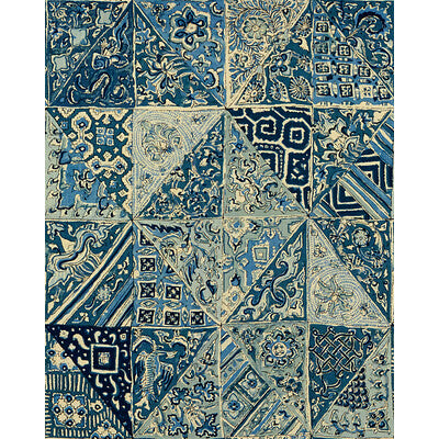 LEE JOFA 2013139.515.0 INDIAN BLOCKS BLUES Fabric - Eade's Wallpaper