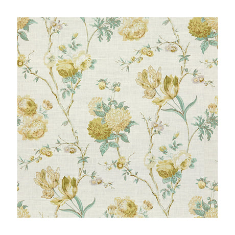 LEE JOFA 2015133.313.0 ALLEGRA LINEN GREEN/AQU Fabric - Eade's Wallpaper