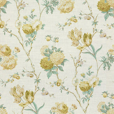 LEE JOFA 2015133.313.0 ALLEGRA LINEN GREEN/AQU Fabric - Eade's Wallpaper