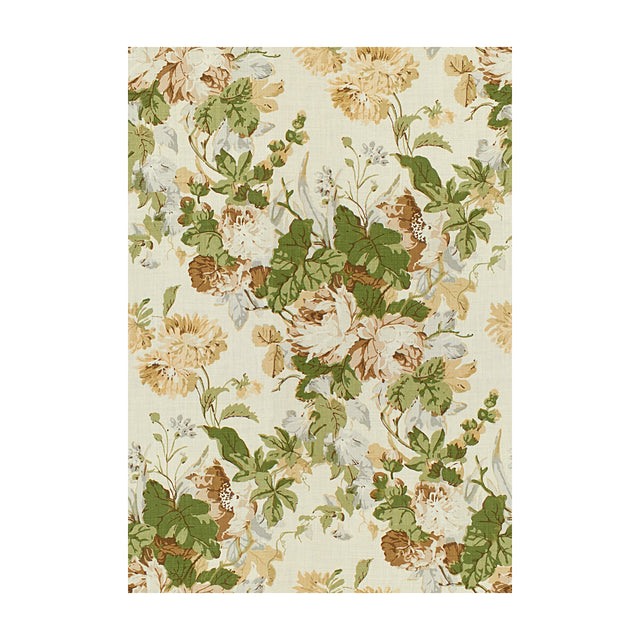 LEE JOFA 2015136.630.0 MAISIE LINEN TAN/LEAF Fabric - Eade's Wallpaper