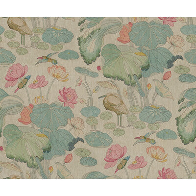 LEE JOFA 2016100.723.0 NYMPHEUS TWILL PINK/TEAL Fabric - Eade's Wallpaper