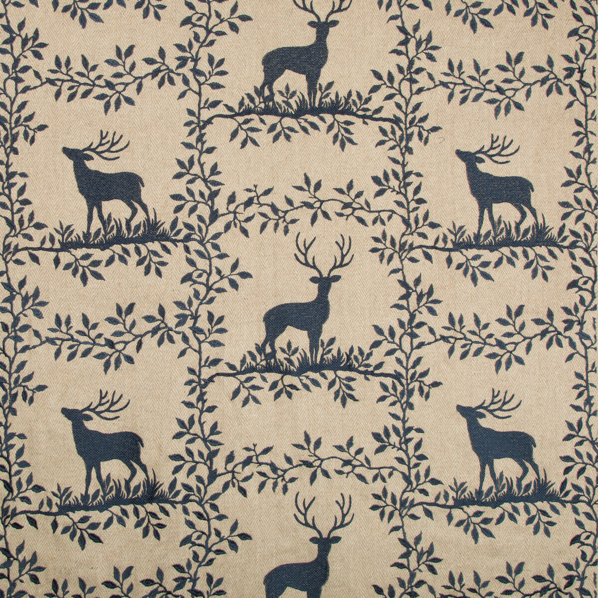 LEE JOFA 2017123.50.0 CARIBOU EMB NAVY Fabric - Eade's Wallpaper