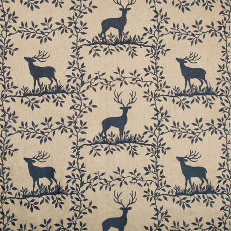 LEE JOFA 2017123.50.0 CARIBOU EMB NAVY Fabric - Eade's Wallpaper