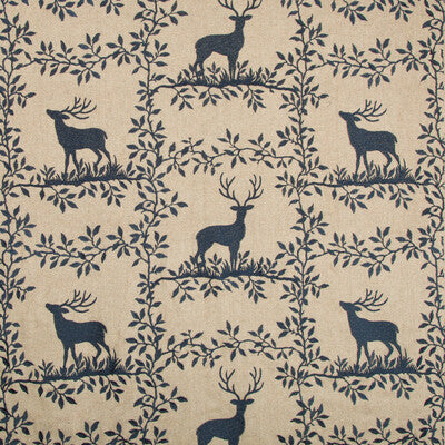 LEE JOFA 2017123.50.0 CARIBOU EMB NAVY Fabric - Eade's Wallpaper