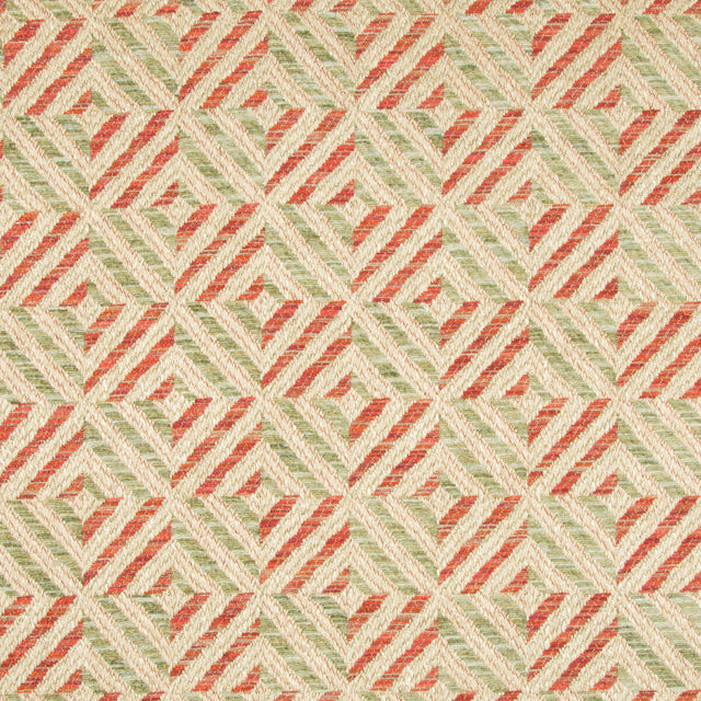 LEE JOFA 2017130.923.0 VERBIER DIAMOND JADE/RED Fabric - Eade's Wallpaper