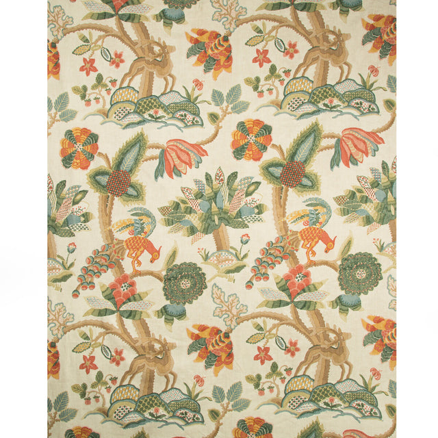 LEE JOFA 2017133.193.0 LEYLAND PRINT BERRY/FOREST Fabric - Eade's Wallpaper