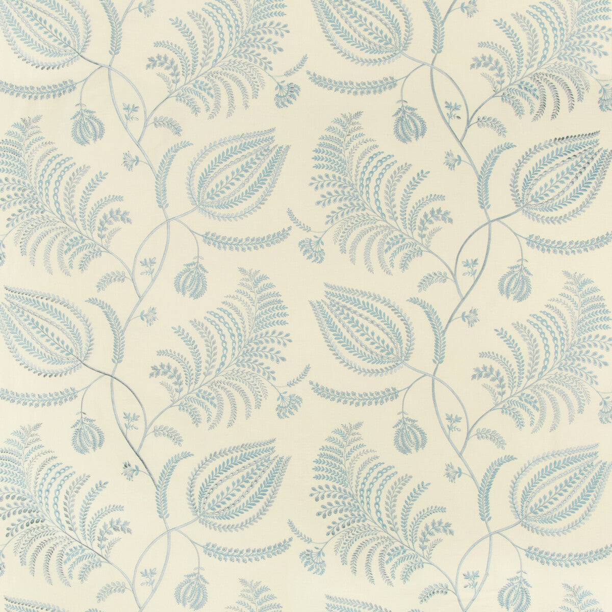 LEE JOFA 2017158.15.0 PALMERO EMB ECRU/SKY Fabric - Eade's Wallpaper