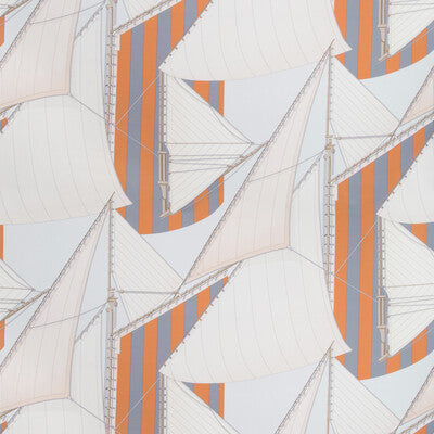 LEE JOFA 2018136.225.0 ST TROPEZ PRINT SLATE/SPICE Fabric - Eade's Wallpaper