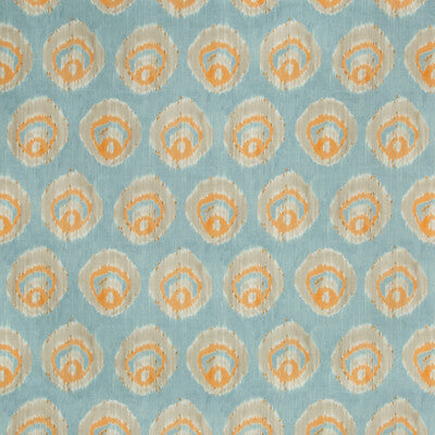 LEE JOFA 2018141.125.0 MONACO PRINT AQUA/MELON Fabric - Eade's Wallpaper