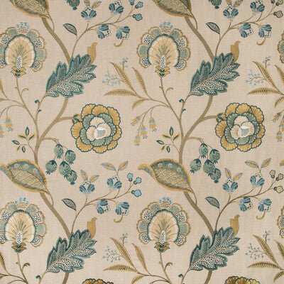 LEE JOFA 2019100.113.0 ASTON EMBROIDERY TEAL Fabric - Eade's Wallpaper
