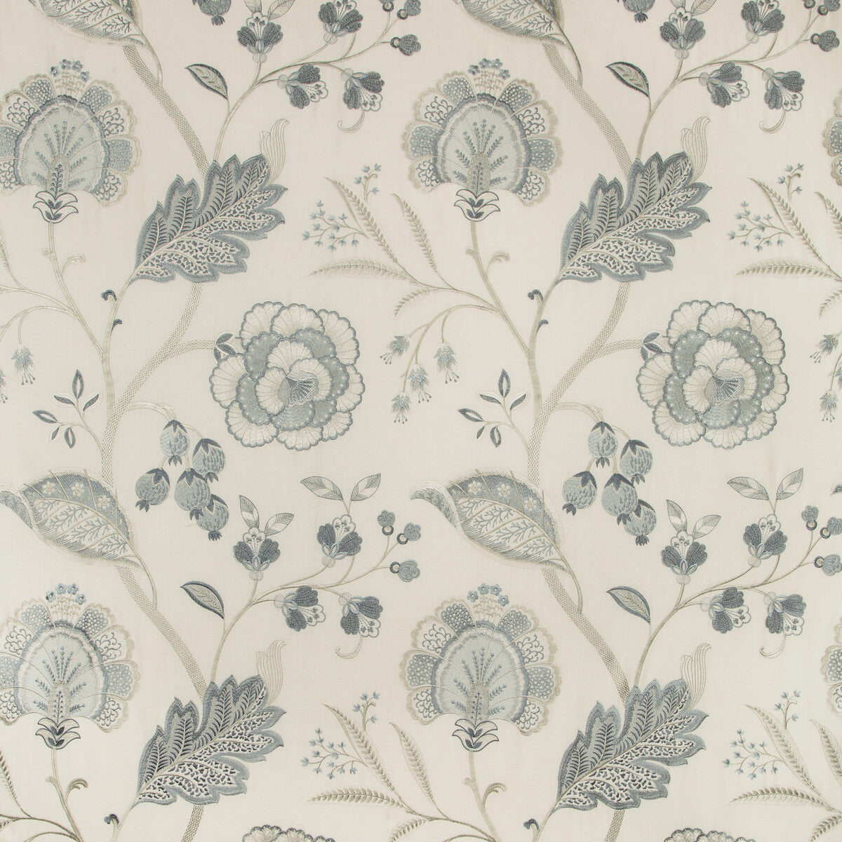 LEE JOFA 2019100.115.0 ASTON EMBROIDERY FROST Fabric - Eade's Wallpaper