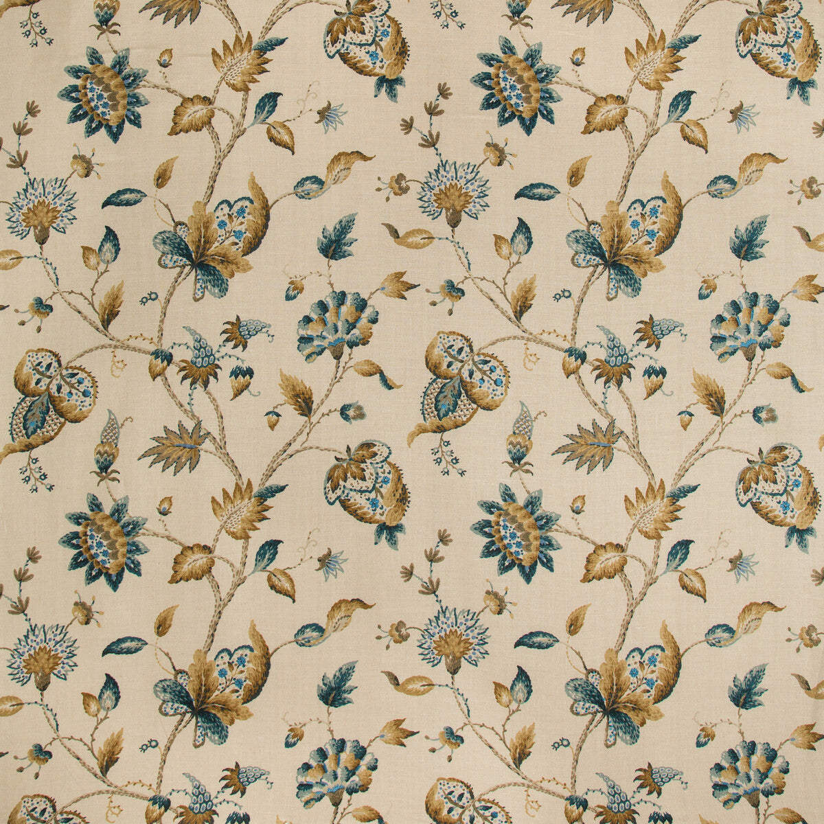LEE JOFA 2019105.134.0 HOLLIN PRINT PEACOCK Fabric - Eade's Wallpaper
