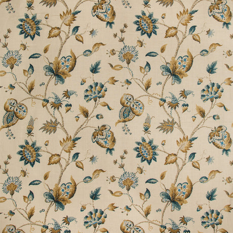 LEE JOFA 2019105.134.0 HOLLIN PRINT PEACOCK Fabric - Eade's Wallpaper