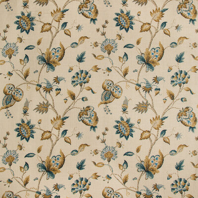 LEE JOFA 2019105.134.0 HOLLIN PRINT PEACOCK Fabric - Eade's Wallpaper
