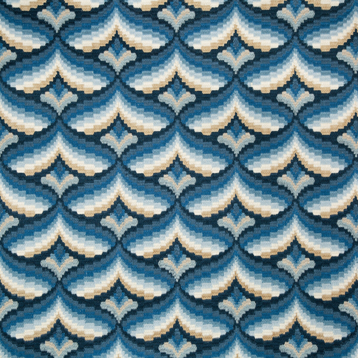 LEE JOFA 2019106.155.0 GILES EMBROIDERY INDIGO Fabric - Eade's Wallpaper
