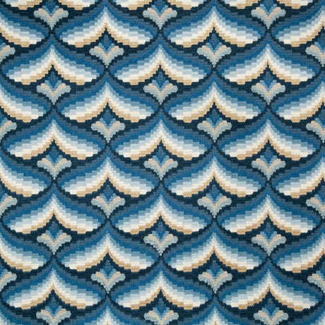 LEE JOFA 2019106.155.0 GILES EMBROIDERY INDIGO Fabric - Eade's Wallpaper