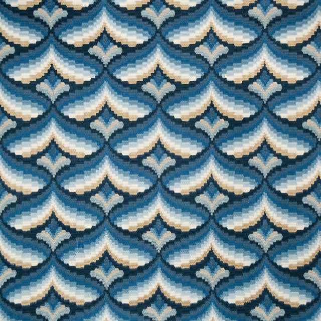 LEE JOFA 2019106.155.0 GILES EMBROIDERY INDIGO Fabric - Eade's Wallpaper
