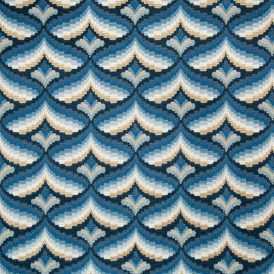 LEE JOFA 2019106.155.0 GILES EMBROIDERY INDIGO Fabric - Eade's Wallpaper