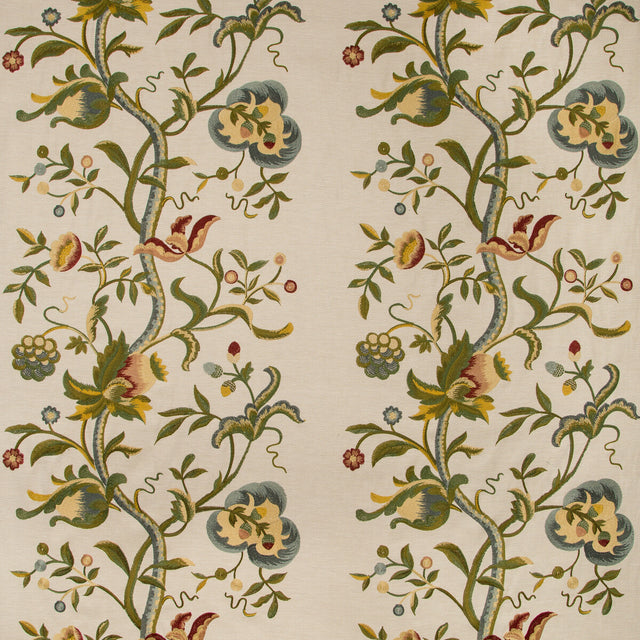 LEE JOFA 2019107.349.0 DORTON EMBROIDERY MULTI Fabric - Eade's Wallpaper
