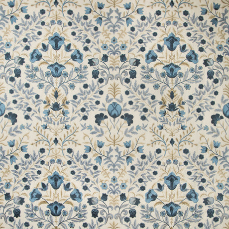 LEE JOFA 2019110.155.0 LUXFORD EMBROIDERY INDIGO Fabric - Eade's Wallpaper