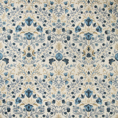 LEE JOFA 2019110.155.0 LUXFORD EMBROIDERY INDIGO Fabric - Eade's Wallpaper