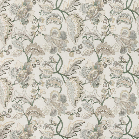 LEE JOFA 2019111.135.0 ORFORD EMBROIDERY LEAF/MIST Fabric - Eade's Wallpaper
