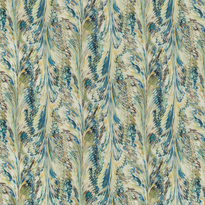 LEE JOFA 2019114.345.0 TAPLOW PRINT PEACOCK/GOLD Fabric - Eade's Wallpaper
