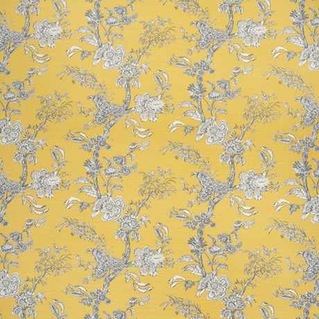 LEE JOFA 2020120.450.0 BEIJING BLOSSOM AMB/NAVY Fabric - Eade's Wallpaper