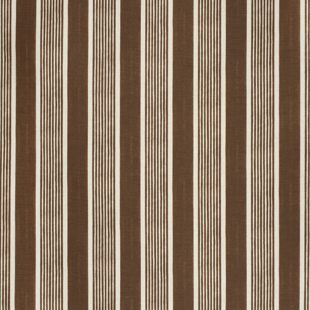 LEE JOFA 2020131.661.0 ELBA STRIPE BROWN Fabric - Eade's Wallpaper