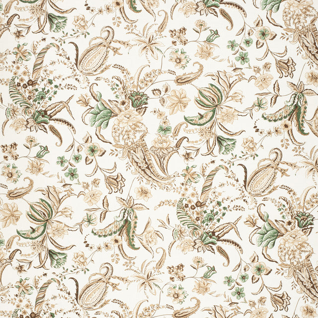 LEE JOFA 2020155.6316.0 PAISLEY PASSION BROW/GREE Fabric - Eade's Wallpaper