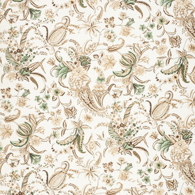 LEE JOFA 2020155.6316.0 PAISLEY PASSION BROW/GREE Fabric - Eade's Wallpaper