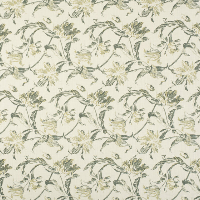 LEE JOFA 2020161.3.0 RUSSIAN TULIP GREEN Fabric - Eade's Wallpaper
