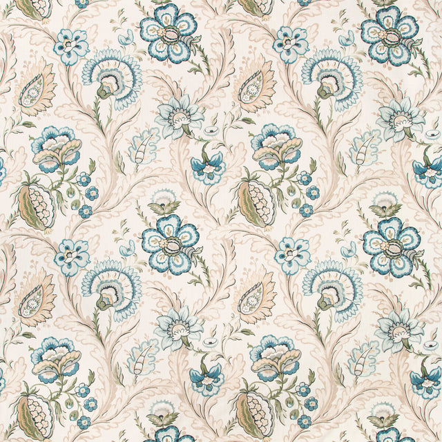 LEE JOFA 2020186.530.0 WIMBERLY PRINT BLUE/SPRING Fabric - Eade's Wallpaper