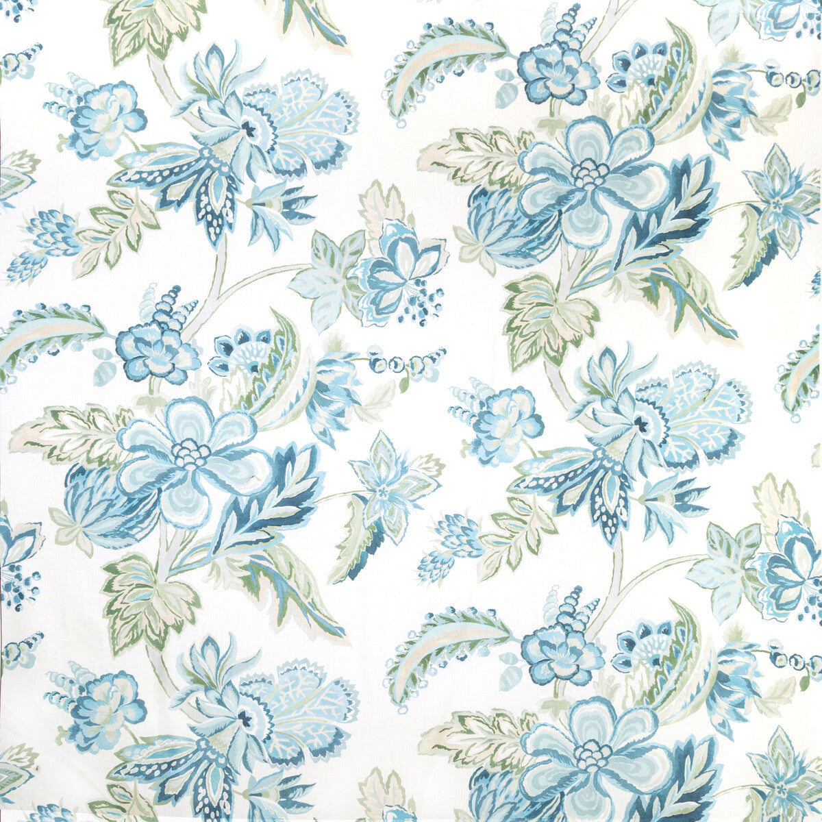 LEE JOFA 2020191.13.0 AUGUSTINE PRINT AQUA Fabric - Eade's Wallpaper