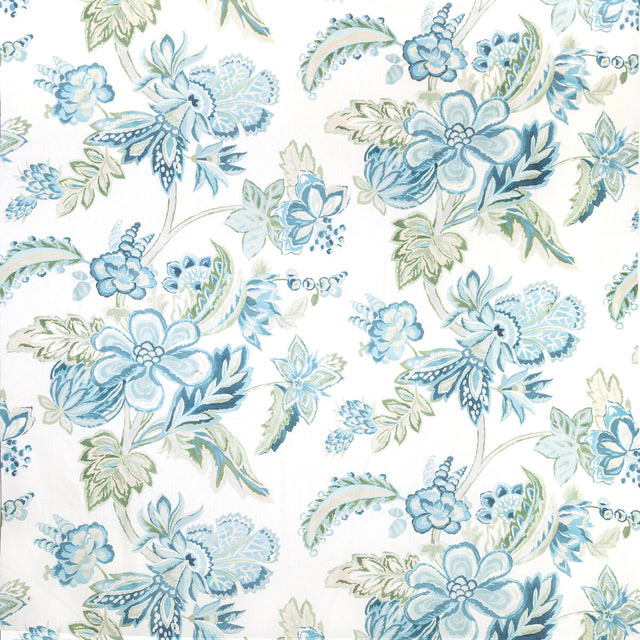 LEE JOFA 2020191.13.0 AUGUSTINE PRINT AQUA Fabric - Eade's Wallpaper