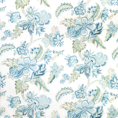 LEE JOFA 2020191.13.0 AUGUSTINE PRINT AQUA Fabric - Eade's Wallpaper