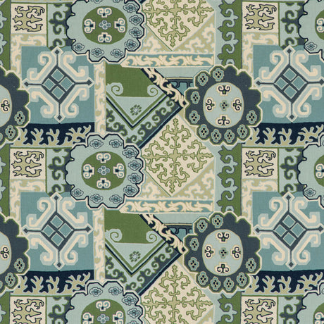 LEE JOFA 2020193.1353.0 BATANGAS PRINT AQUA/LEAF Fabric - Eade's Wallpaper