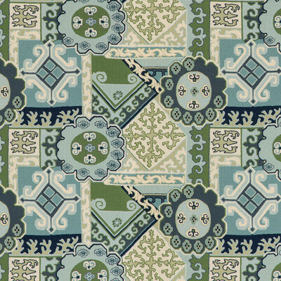 LEE JOFA 2020193.1353.0 BATANGAS PRINT AQUA/LEAF Fabric - Eade's Wallpaper