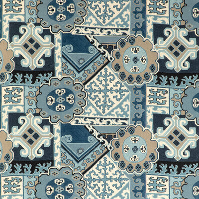 LEE JOFA 2020193.505.0 BATANGAS PRINT BLUE/SLATE Fabric - Eade's Wallpaper