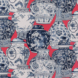 LEE JOFA 2020194.1950.0 PANDAN PRINT CHILI/BLUE Fabric - Eade's Wallpaper