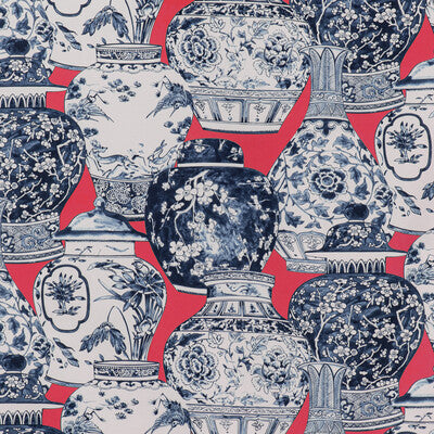 LEE JOFA 2020194.1950.0 PANDAN PRINT CHILI/BLUE Fabric - Eade's Wallpaper