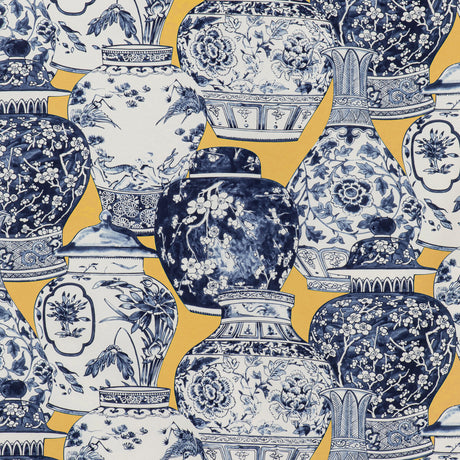 LEE JOFA 2020194.504.0 PANDAN PRINT MAIZE/BLUE Fabric - Eade's Wallpaper